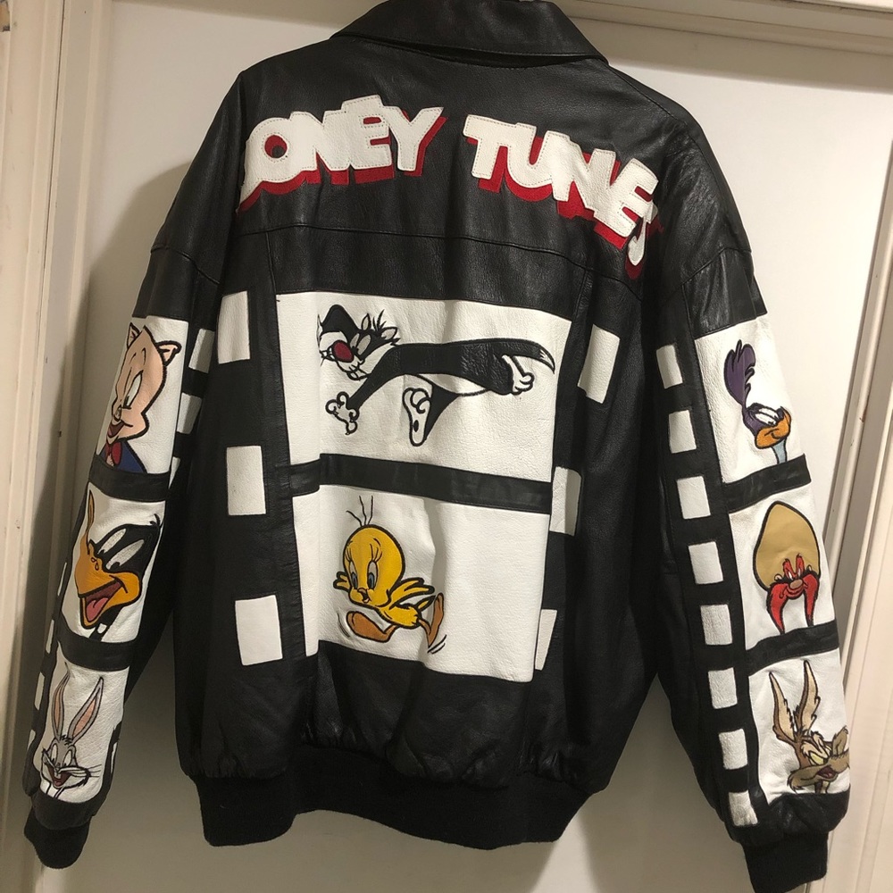 Vintage 1997 looney tunes leather jacket xxl og